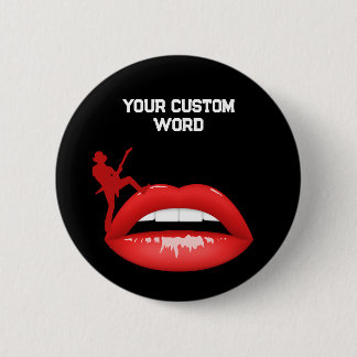 Badge Rond 5 Cm Bouton Rouge et Guitariste | Patches noires