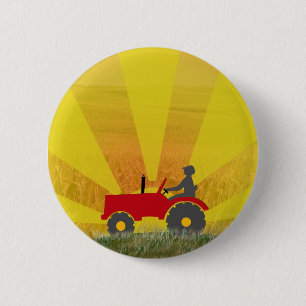Badge Rond 5 Cm Bouton rouge ou vert de tracteur