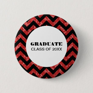 Badge Rond 5 Cm Bouton rouge Parties scintillant Chevron