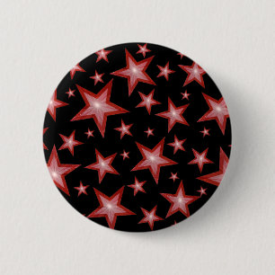 Badge Rond 5 Cm Bouton Rouge Stars noir