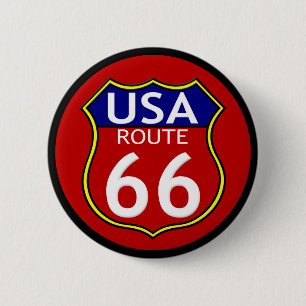 Badge Rond 5 Cm Bouton Route 66 USA