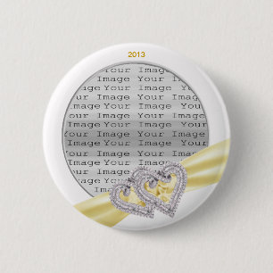 Badge Rond 5 Cm Bouton Ruban Citron Coeurs Personnalisés