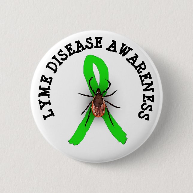 Badge Rond 5 Cm Bouton ruban de Lyme Sensibilisation aux maladies  (Devant)