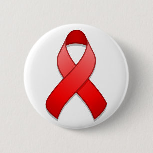 Badge Rond 5 Cm Bouton Ruban de sensibilisation rouge