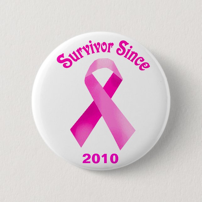 Badge Rond 5 Cm Bouton Ruban rose cancer du sein (Devant)