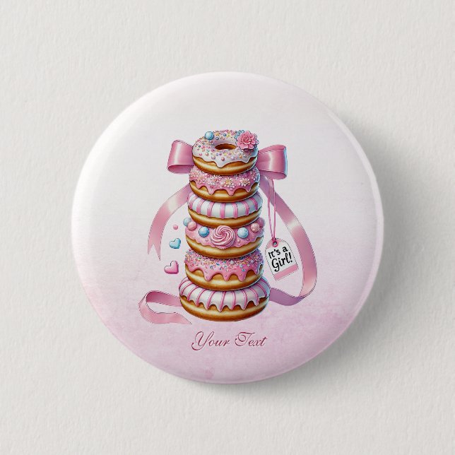Badge Rond 5 Cm Bouton Ruban rose des gouttes d'eau (Devant)