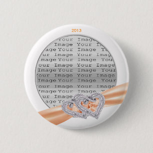 Badge Rond 5 Cm Bouton Ruban Tangerine Coeurs personnalisés