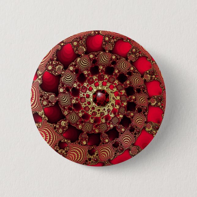 Badge Rond 5 Cm Bouton Rubies & Gold (Devant)