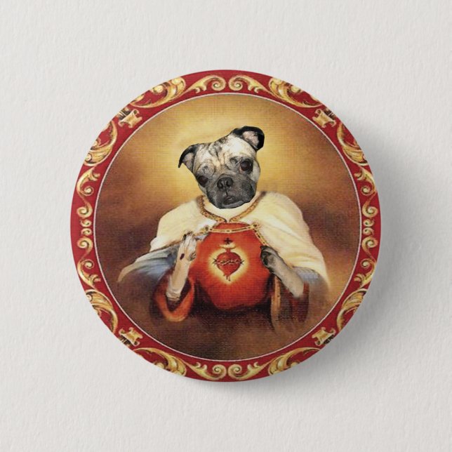 Badge Rond 5 Cm Bouton sacré de Chewie de coeur (Devant)