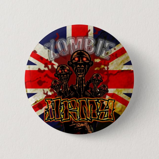 Badge Rond 5 Cm Bouton sanglant d'armée de zombi (Devant)