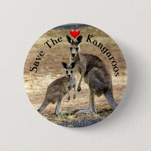 Badge Rond 5 Cm Bouton Sauver les Kangourous