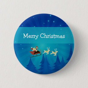 Badge Rond 5 Cm Bouton Scène d'hiver père Noël