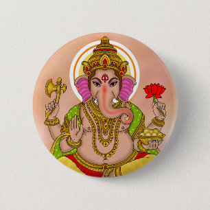 Badge Rond 5 Cm Bouton Seigneur Ganesha