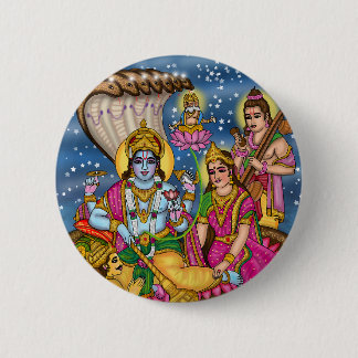 Badge Rond 5 Cm Bouton Seigneur Lakshmi Narayana