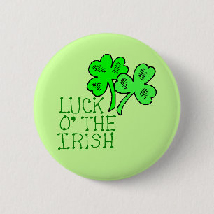 Badge Rond 5 Cm Bouton Shamrock irlandais Luck O'