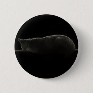 Badge Rond 5 Cm Bouton Silhouette Chat couché