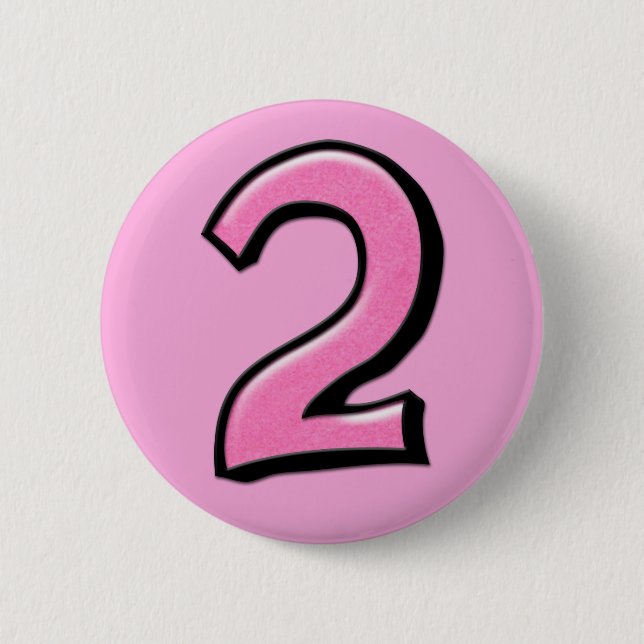 Badge Rond 5 Cm Bouton Silly Numbers 2 rose (Devant)