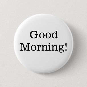 Badge Rond 5 Cm Bouton simple noir et blanc bonjour