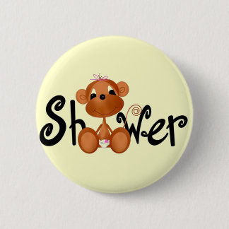 Badge Rond 5 Cm Bouton Singe Bébé Rose