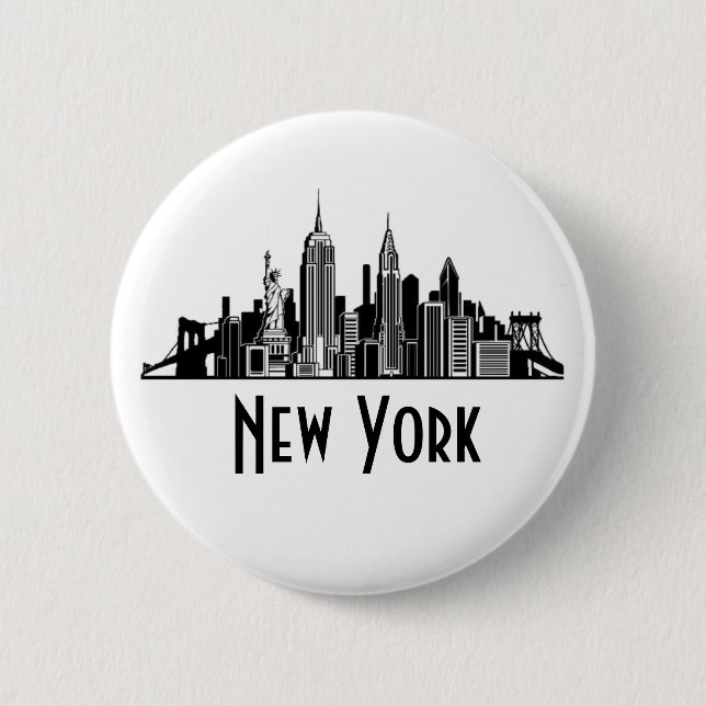Badge Rond 5 Cm Bouton Skyline de New York (Devant)