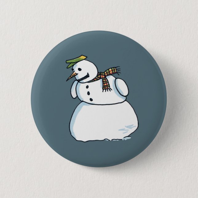 Badge Rond 5 Cm Bouton Snowman (Devant)