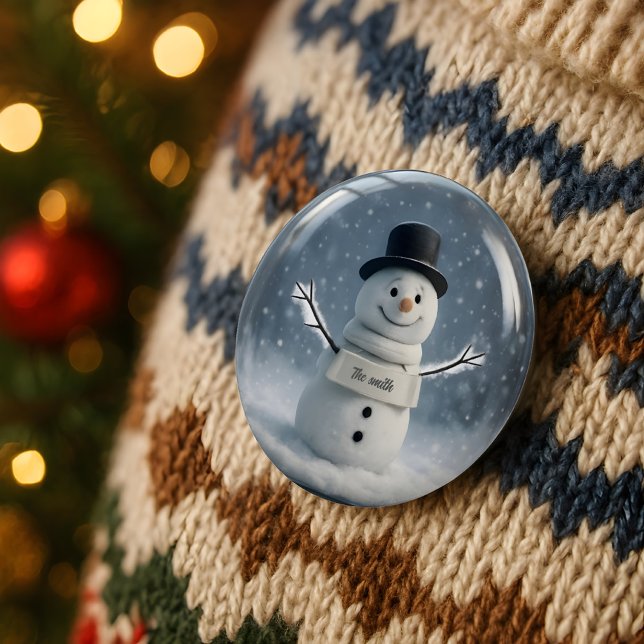 Badge Rond 5 Cm Bouton Snowman personnalisé avec Écharpe personnal (Créateur téléchargé)
