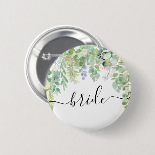 Badge Rond 5 Cm Bouton Soft Green Bridal Party - Mariée