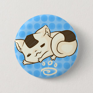 Badge Rond 5 Cm Bouton somnolent de chat d'Onigiri (bleu)