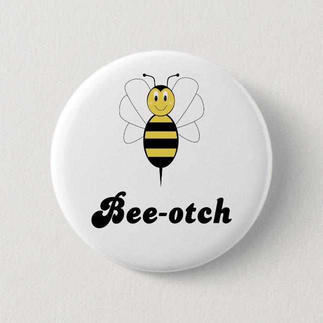 Badge Rond 5 Cm Bouton souriant Bumble Bee Bee-otch (Devant)