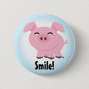 Badge Rond 5 Cm Bouton sourire de porc mignon