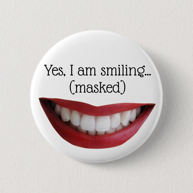 Badge Rond 5 Cm Bouton Sourire - pour Masques (Devant)