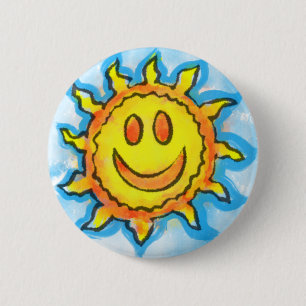 Badge Rond 5 Cm Bouton Sourire Soleil d'Été