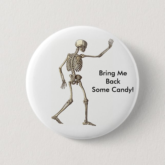 Badge Rond 5 Cm Bouton Squelette (Devant)