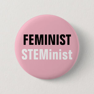 Badge Rond 5 Cm Bouton STEMinist féministe Résistance STEM rose
