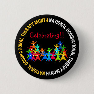 Badge Rond 5 Cm Bouton Stickpeople de mois d'ergothérapie
