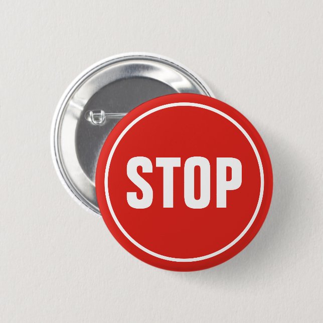 Badge Rond 5 Cm Bouton STOP Sign (Devant & derrière)
