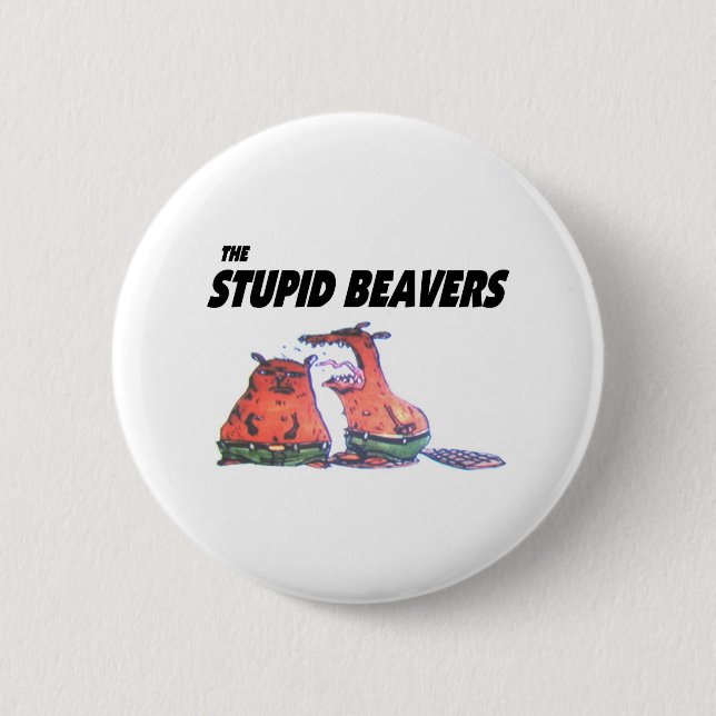 Badge Rond 5 Cm Bouton stupide de castors (Devant)