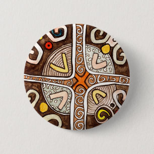 Badge Rond 5 Cm Bouton Style africain
