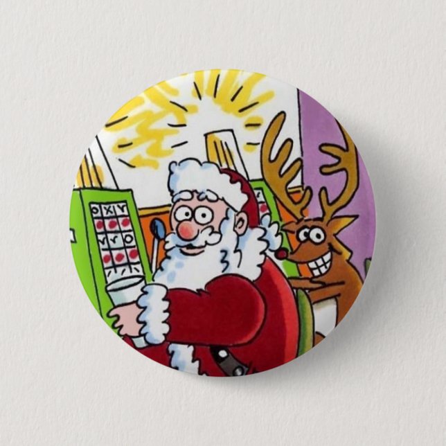 Badge Rond 5 Cm Bouton Style Casino de Noël (Devant)