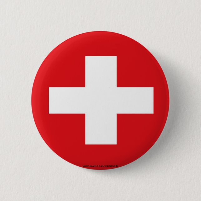 Badge Rond 5 Cm Bouton suisse de drapeau (Devant)