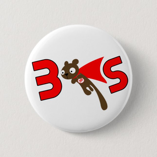 Badge Rond 5 Cm bouton superbe de l'écureuil 3S (Devant)