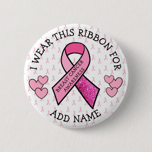 Badge Rond 5 Cm Bouton sur le cancer du sein rose personnalisé