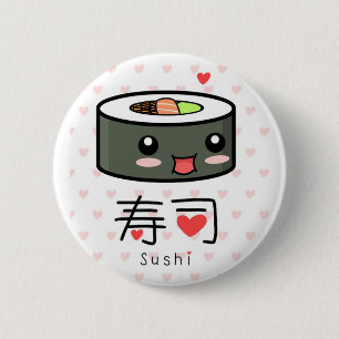 Badge Rond 5 Cm Bouton Sushi Kawaii