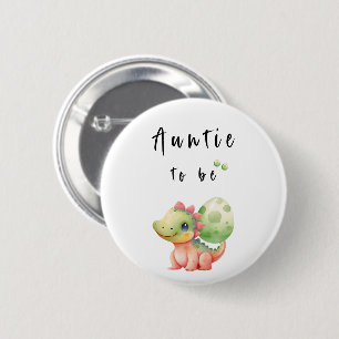 Badge Rond 5 Cm Bouton Tante-à-venir de bébé dinosaure à l'aquarel