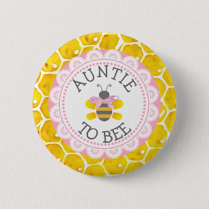 Badge Rond 5 Cm Bouton Tante to Bee Baby shower