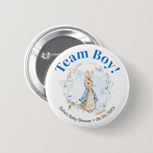 Badge Rond 5 Cm Bouton Team Boy Peter Rabbit (Devant & derrière)