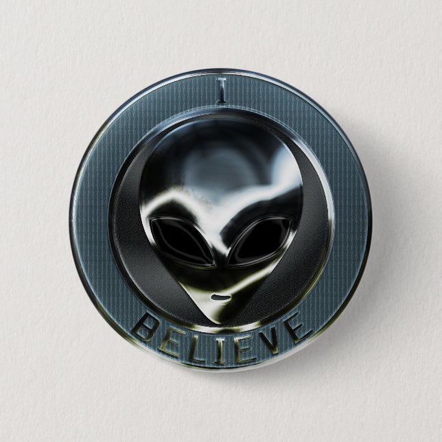 Badge Rond 5 Cm Bouton Tête Alien métallique 05 (Devant)