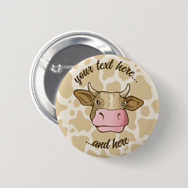 Badge Rond 5 Cm Bouton Tête de vache (Devant & derrière)