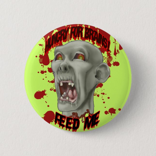 Badge Rond 5 Cm Bouton Tête Zombie Halloween (Devant)