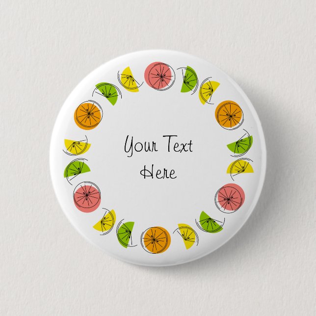 Badge Rond 5 Cm Bouton Texte multicercle Citrus rond (Devant)